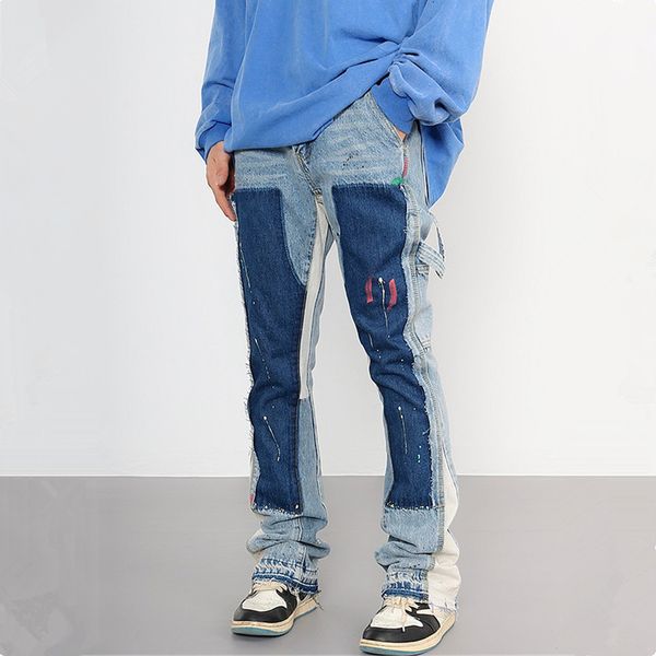 

men's jeans y2k streetwear flare baggy jeans cargo pants men clothing washed blue straight kpop denim trousers vetement homme 230815