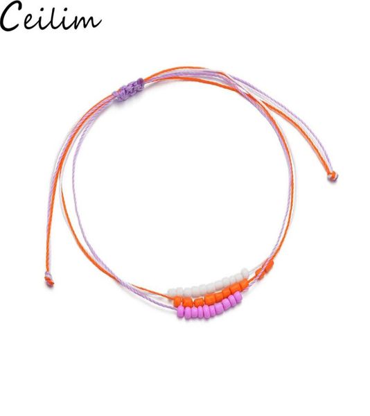 

bohemian sead beaded wax rope bracelet handmade rainbow beads braided bracelet waterproof rope ankle for women summer beach jewelr9034765, Golden;silver