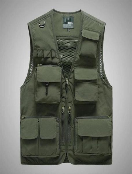 

summer multipocket men army green tactical vest outdoor casual sportswear sleeveless fishing hunting male 5xl 6xl 7xl men039s 2216243, Black;white