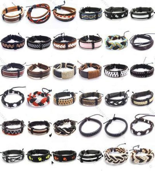

10pcslot mix style leather bangles bracelets for diy craft fashion jewelry gift 8inch lb039975868, Black