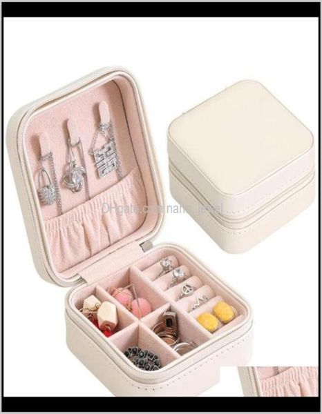 

portable zipper pu leather travel jewelry storage box rings earrings necklace organizer gift display case travel accessories holde2774166, Black;white