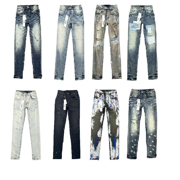 

designer jeans purple jeans denim pants pure color ripped slim fit ripped jeans retro street wear casual outdoor sweatpants designers pants, Blue