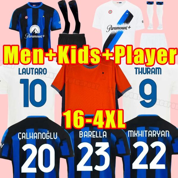 

fans player version inter lukaku soccer jerseys 23 24 barella vidal lautaro eriksen alexis dzeko correa uniforms football shirts 2023 2024 m, Black;yellow