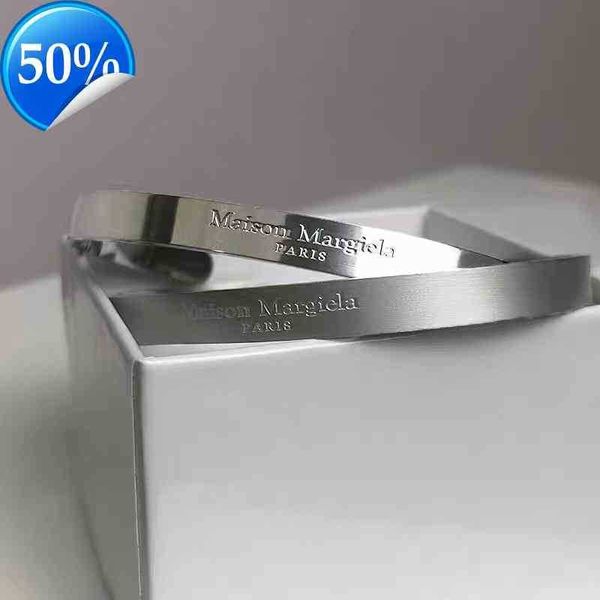 

charm bracelets pyc margiela style titanium steel frosted reverse couple mm6 open simple braceletes, Golden;silver