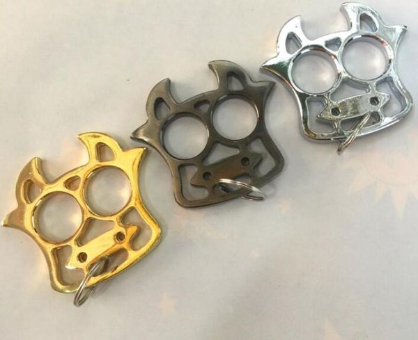

new outdoor mutifunction selfdefense safety equipment cow key chain finger tiger steel brass knuckle protective gear8887226