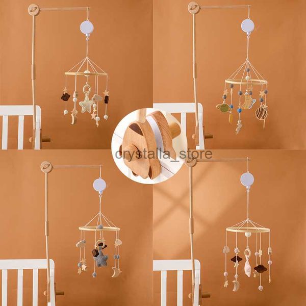

baby rattle toy 0-12 months wooden rocket newborn music box set bed bell hanging toys holder bracket infant crib toy gift hkd230817