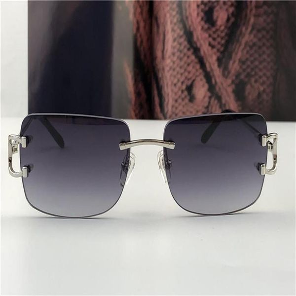 

luxury designer mens sunglasses diamond cut lens brand design piccadilly irregular frameless uv400 gold light color lens 0104270s, White;black