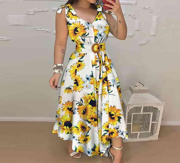 

spring and summer boho dress fashion women039s sunflowers print long dress casual wild sleeveless holiday beach dress 2105216710446, Black;gray