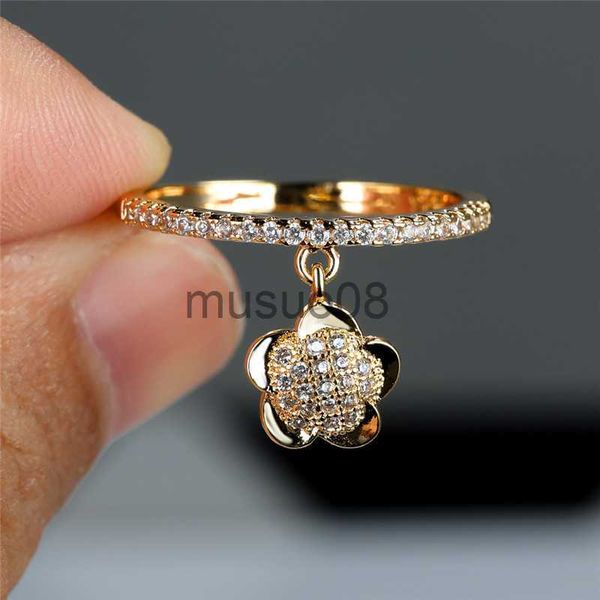 

band rings luxury female crystal flower pendant ring trendy gold silver color engagement ring charm white zircon wedding rings for women j23
