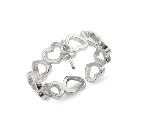 

girls jewelry heart eternal love ring settings dangle pearl 925 sterling silver semi mount 5 pieces8120582, Slivery;crystal