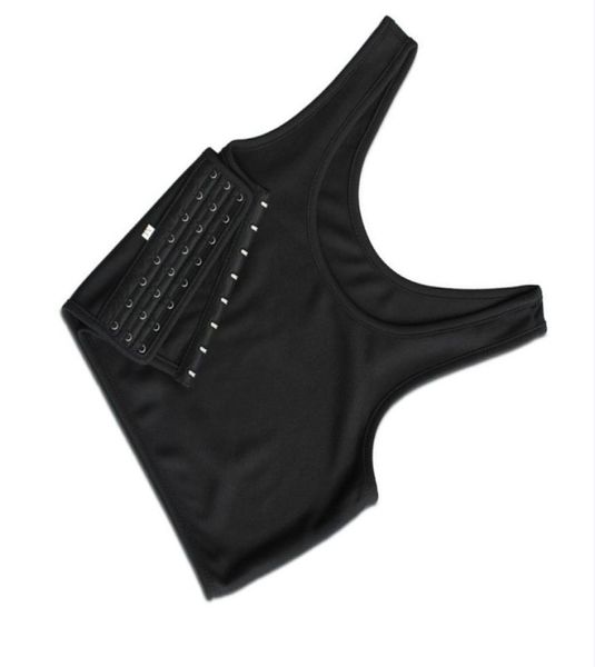 

casual breathable buckle short chest breast binder vest chest binder underwear tank bandage breathable side hook2815732, Black;white