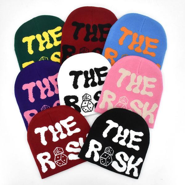

beanieskull caps the risk beanies y2k jacquard knitted hats men women winter warm ski skullies elastic cap 230816, Blue;gray