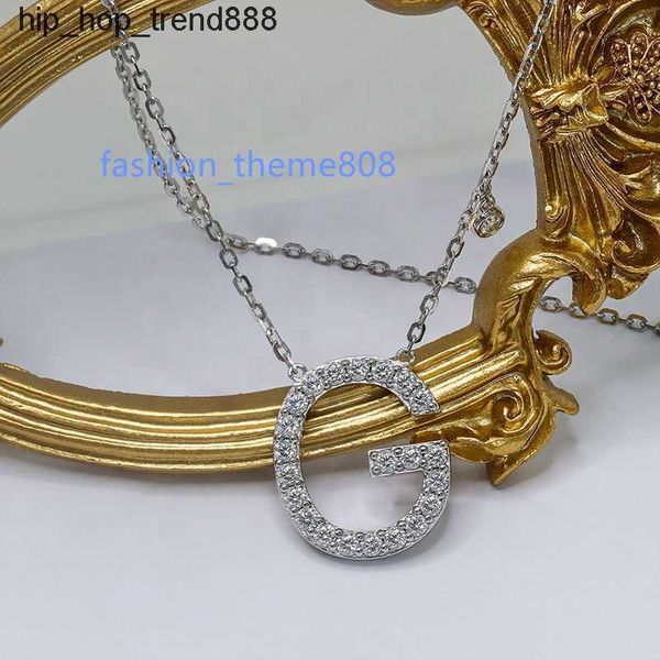 

popular s925 silver necklace iced out moissanite letter g necklace custom pendant jewelry for men women