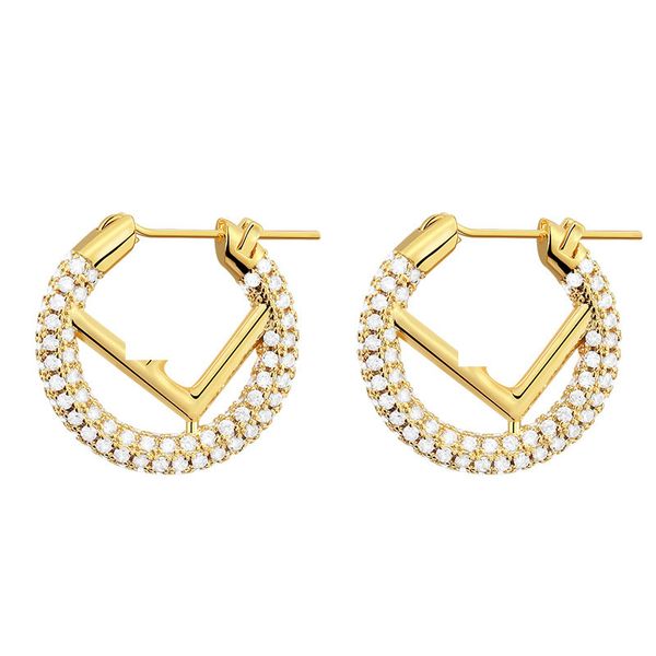 

classic design letter f hoop earring brass earrings jewelry for women gift, Golden;silver