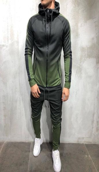 

men039s tracksuit 3d gradient print zipper causal sports muscle brothers men sportwear 2pcs clothing sets7911006, Gray