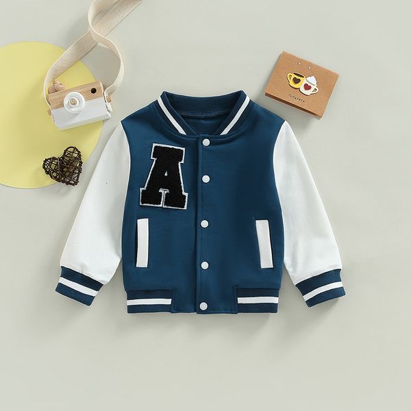 

jackets kids baseball jackets for boys girls baby outerwear letter pattern long sleeve buttons front coat spring fall children clothes 23081, Blue;gray