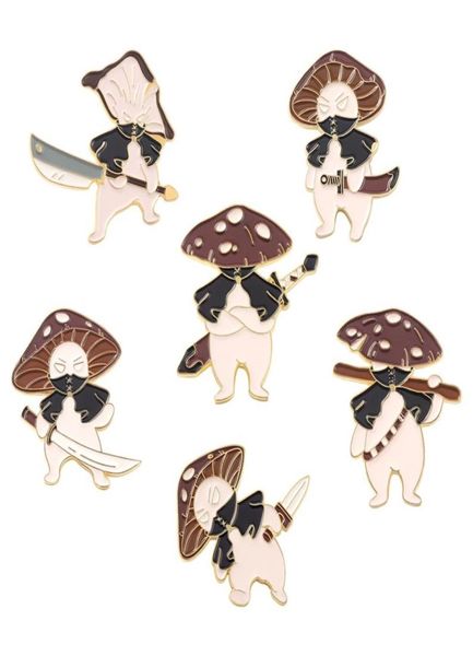 

customized mushroom hard enamel pins custom new creative men women handsome bulk jewelry insignia badge masked chivalrous man enam9106905, Gray