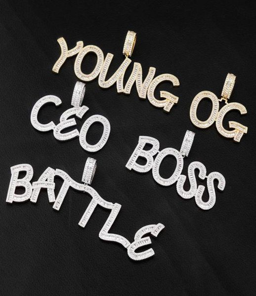 

az custom name letters necklaces mens fashion hip hop jewelry iced out gold silver initial letter pendant necklace2507206