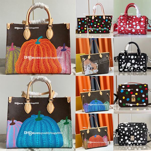

yayoi kusama tote bag yk bags collection multi pochette 3d painted dots print colorful speedy designer onthego totes shoulder crossbody hang