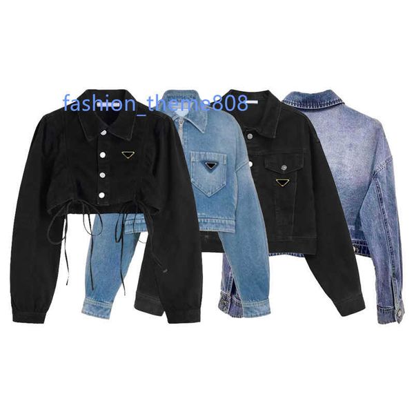 

designer women jackets denim coat womens button letters spring autumn style slim for lady outfit woman jeans outsize classcia windbreaker co, Black;brown