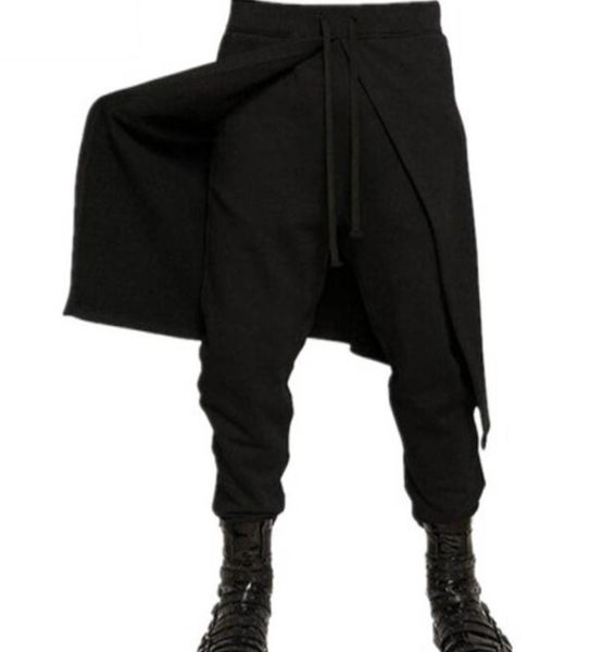

2018 incerun men elastic waist casual long harlan pants baggy solid laceup patchwork black long trousers pantalon plus size2945428