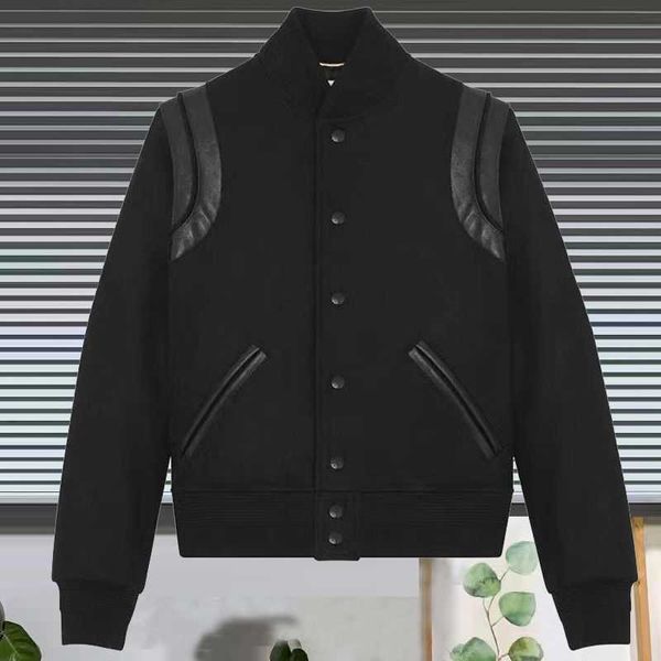 

woolen jacket slp varsity jackets designer leather stitching cardigan coat hip hop black baseball uniform men women ysls button shirt, Black;brown