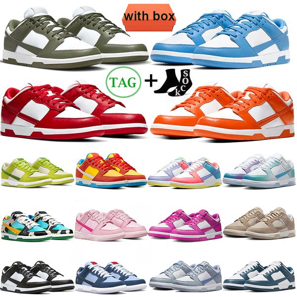 

with box casual shoes designer men women panda white black triple pinks grey fog university blue cracked orange active fuchsia mens trainers