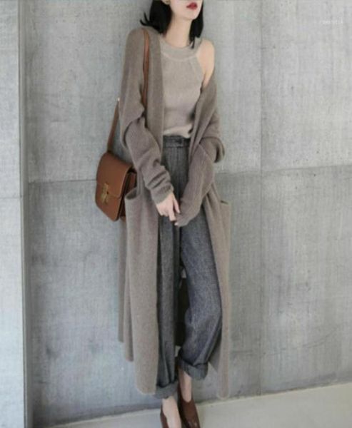 

winter 2018 cardigan women cashmere wool casual long sweaters pockets female coats super long sleeve oversized sweaters16299040, White;black