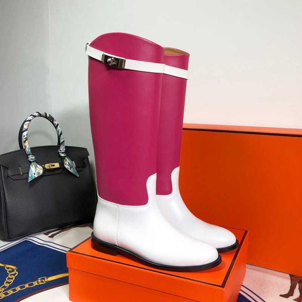 

designer women boots leather pants knee boot padlock metal clad wedge almond shaped outlet elasticity catwalk style booties, Black