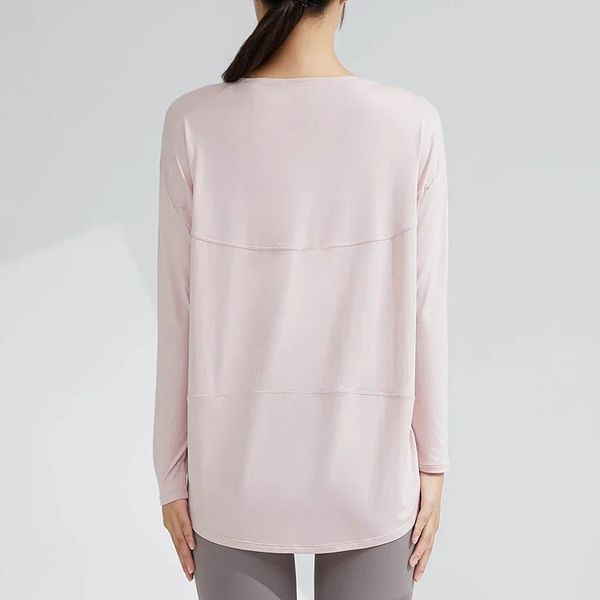 

spring and summer solid color loose women's yoga sports long sleeve top