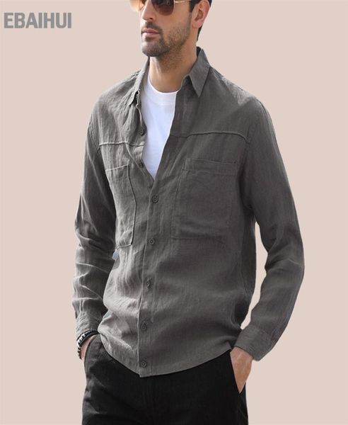 

ebaihui men039s casual shirts linen cotton cardigan single breasted pocket fashion long sleeve shirt for men loose daily 6365283, White;black