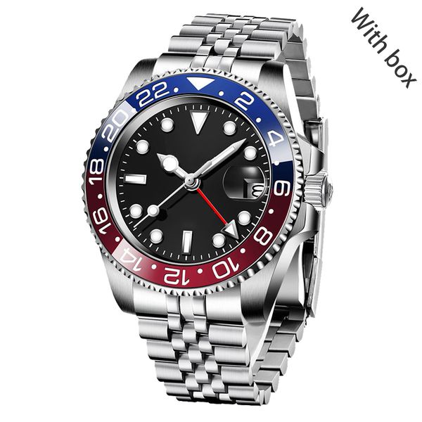 

mens watch designer watches gmt pepsi automatic mechanical luxury fashion luminous 40mm 904l stainless steel watch band waterproof wrist mon, Slivery;brown