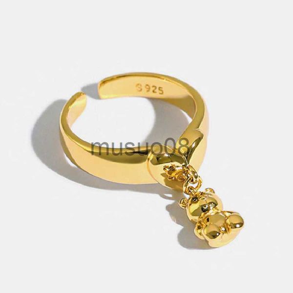 

band rings yizizai ins korean cute cartoon mini bear ring for lady women gold silver color rings pendant jewelry anillo wholesale price j230