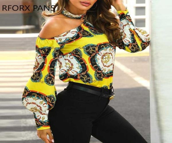 

chain print blouse women shirts long sleeve 10123456999994, White