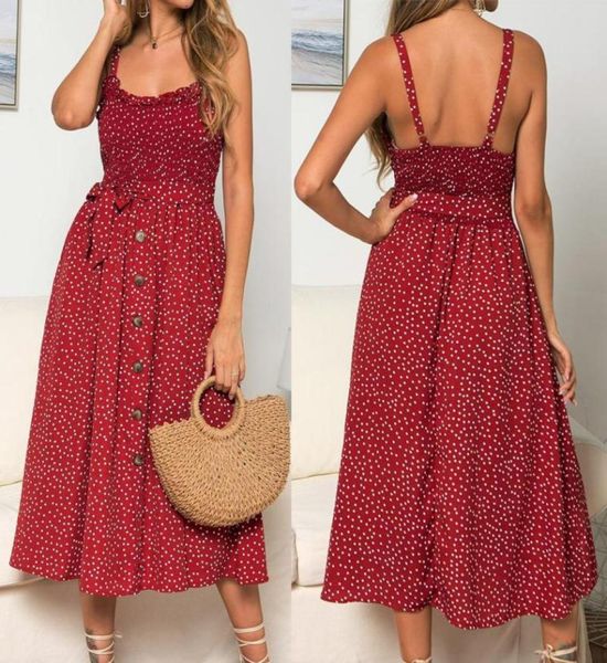 

women summer dress polka dot chiffon sleeveless slip dress casual yellow sundress 2020 loose bandage for women2556756, Black;gray