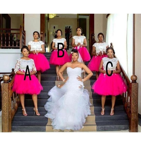 

plus size bridesmaid dresses african jewel short capped sleeves with lace applique wedding guest dresses back zipper kneelength p3407811, White;pink