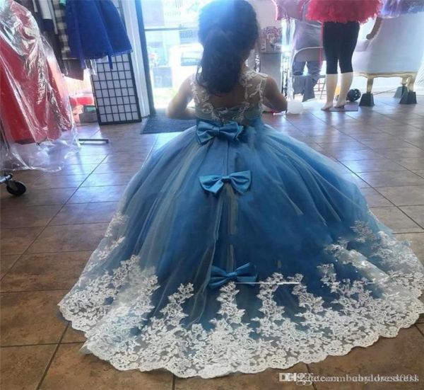 

new design mint green girls pageant dresses ball gown lace appliqued butterflies kids evening prom party gowns4902850, White;blue