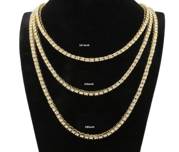 

fashion ice out mens tennis chain necklace with 5mm cz prong paved for men hip hop jewelry34625283292, Silver