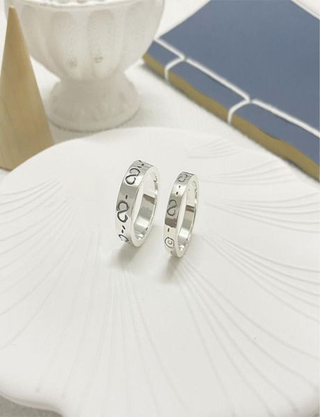 

fashion luxury designer jewelry couple rings for man women 469mm simple ring ghost jewelry sliver color size 5111803982, Silver