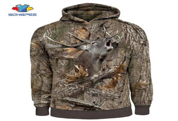 

sonspee fashion streetwear hooded sweatshirt long sleeve men women casual pullover camo hunting animals elk 3d zip hoodies hoody6580993, Black