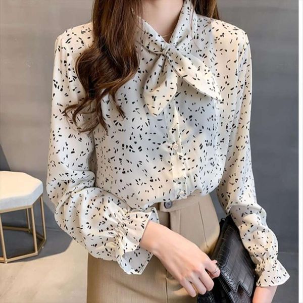 

spring style blouses butterfly print chiffon blouse womens long sleeved loose outfit western shirt, White