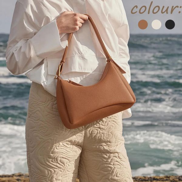 

luxury fashion women beach bags genuine leather underarm bag tote shoulder summer cyme half moon bag clutch soft men cross body vacation num