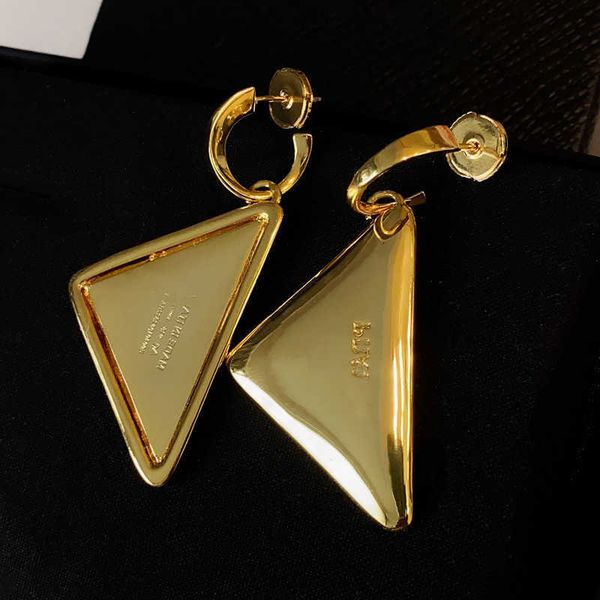 

pra earrings 2023 new inverted triangle logo earrings with smooth surface metal small fashion earrings and geometric earrings for women, Golden