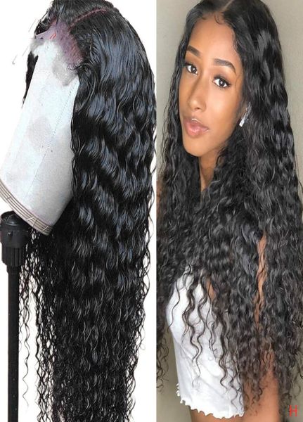 

brazilian water wave lace wig with baby hair arabella preplucked for women remy human hair wigs 4x4 lace closure wig3305872, Black;brown