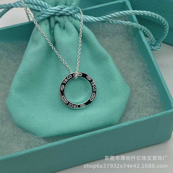

designer 1837 high edition circle necklace tiffay s925 sterling silver fashion minimalist collar chain, Black