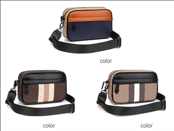 

brand men's bag briefcase new one-shoulder messenger bag orange/blue contrast retro pu leather camera bag small square bag factory outl