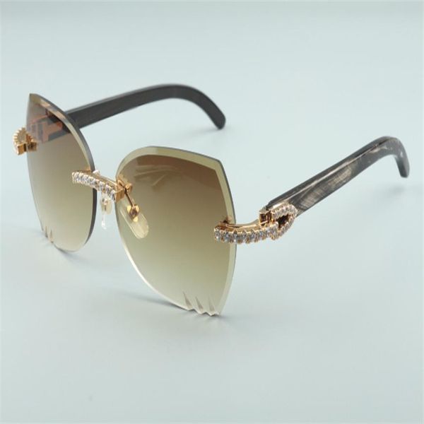 

t3524017 trimming cutting lenses xl diamonds sunglasses natural black textured buffalo horn temples glasses size 18-140m1725, White;black