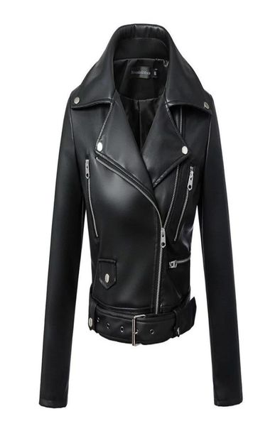 

qnpqyx new streetwear women jacket spring autumn black faux leather jackets zipper basic coat turndown collar motor biker jacket 9882563