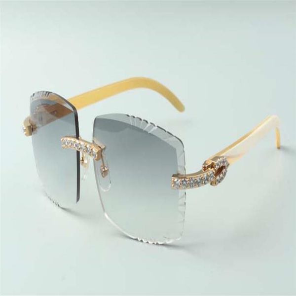 

2021 xl diamonds designers sunglasses 3524022 cutting lens natural white ox horns glasses size 58-18-140mm284w, White;black