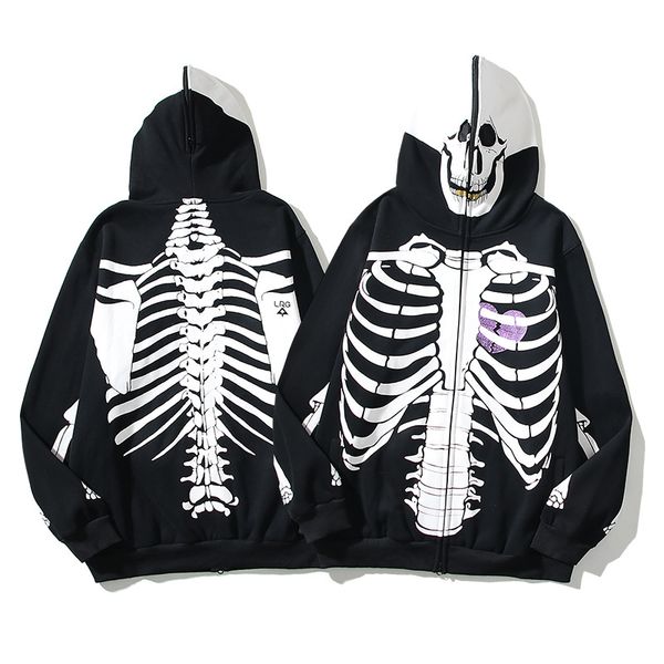 

American popular tracksuit sweatshirts women pattern Sportwear zip up hoodies Halloween man black